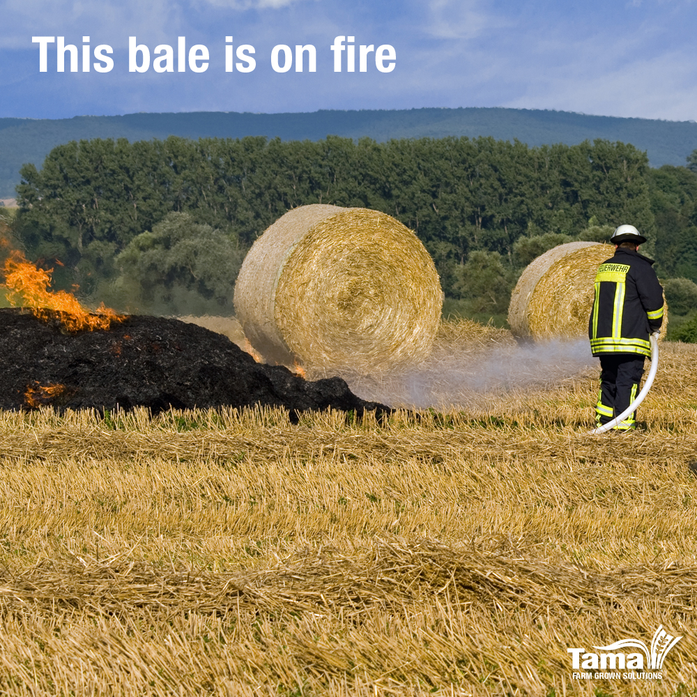 This bale is on fire