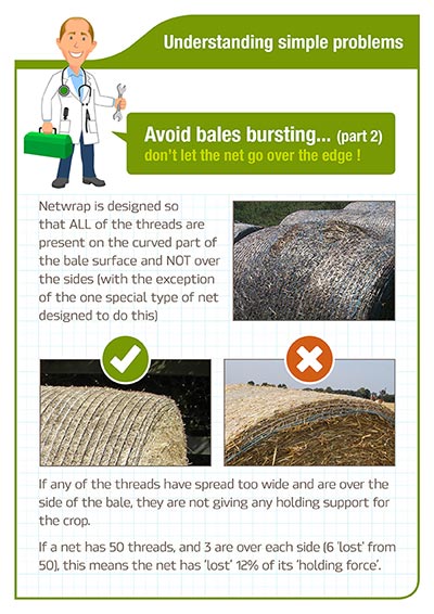 Understanding simple problems - Avoid bales bursting - Dont let the net go over the edge